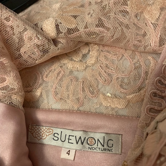Sue Wong, midi length, size 4. Rose-colored neutral lace. - Picture 4 of 5